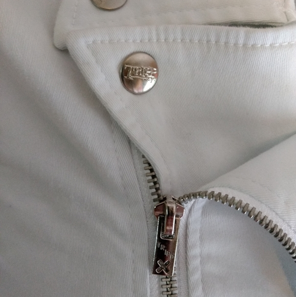 Cropped White Denim Moto Jacket - Picture 5 of 7